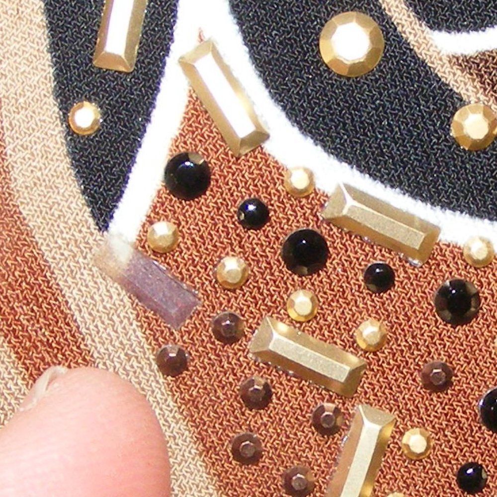 CACHE Dress, 6, Brown/Tan, Sleeveless, V-neck, Embellished, Back zipper - Picture 12 of 14